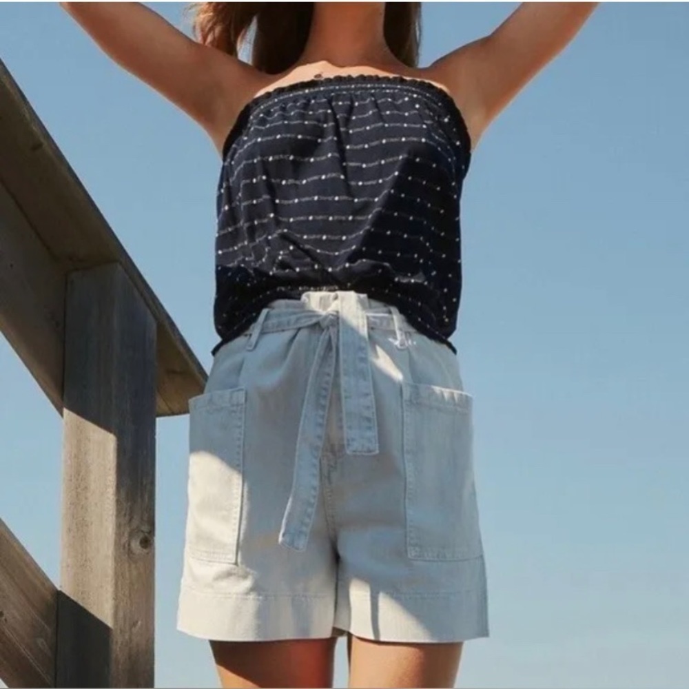 Anthropologie Pilcro Ultra High-Rise Acid Wash  Paperbag Denim Shorts NWT Sz 12